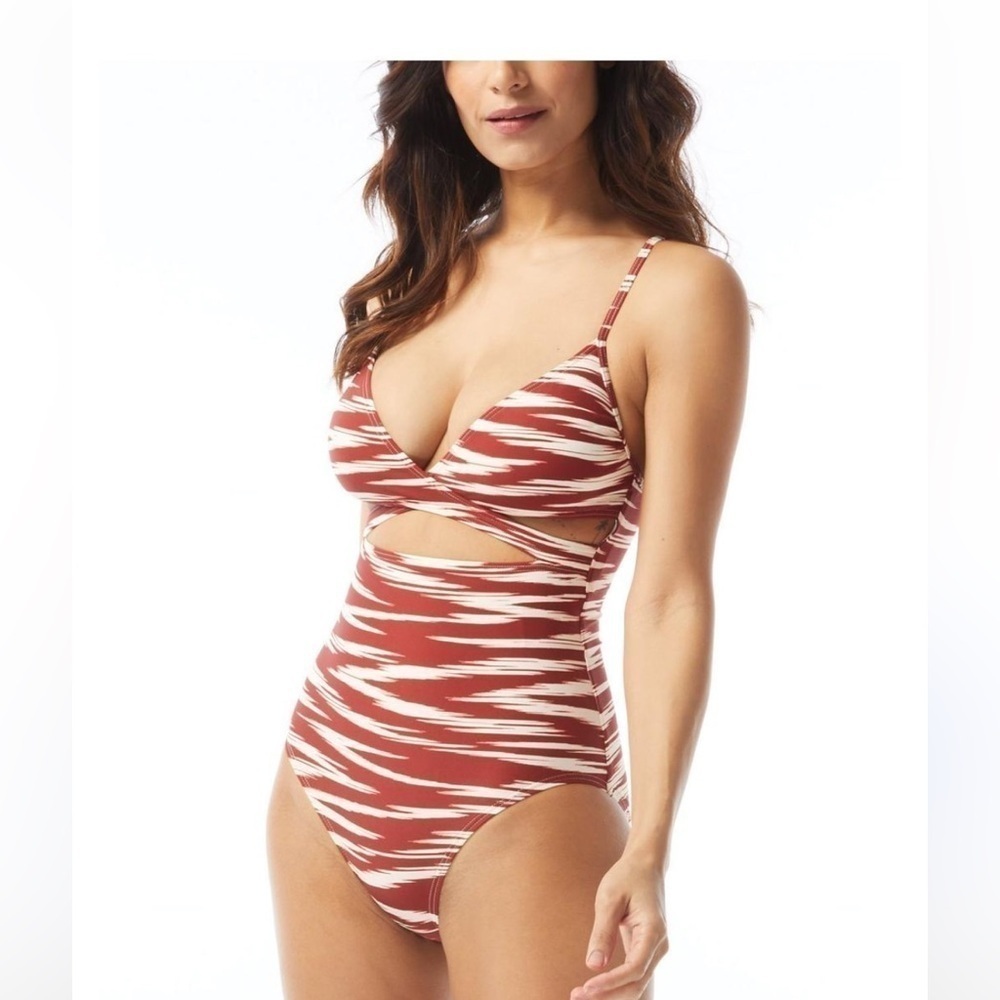 Vince Camuto Women's Cutout Wrap One-Piece Swimsuit (8, Sangria), swimwear